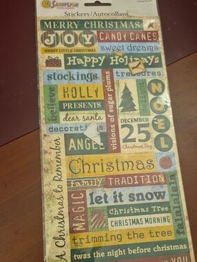 Sandylion Christmas Word Stickers - Multi-Color Holiday Sticker Sheet